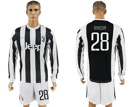 Juventus #28 Rincon Home Long Sleeves Soccer Club Jersey - Click Image to Close